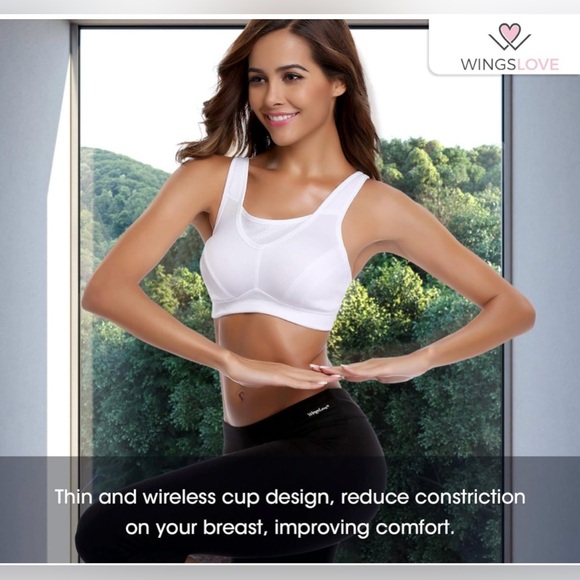 Wingslove High Impact Sports Bras for Women Plus Size Non Padded Wirefree Bra - Picture 5 of 9